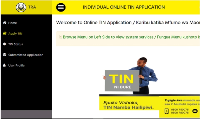 TRA Online TIN Registration